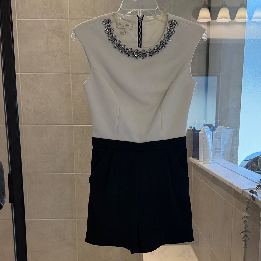 Ted Baker London Cream and Black Jumpsuit